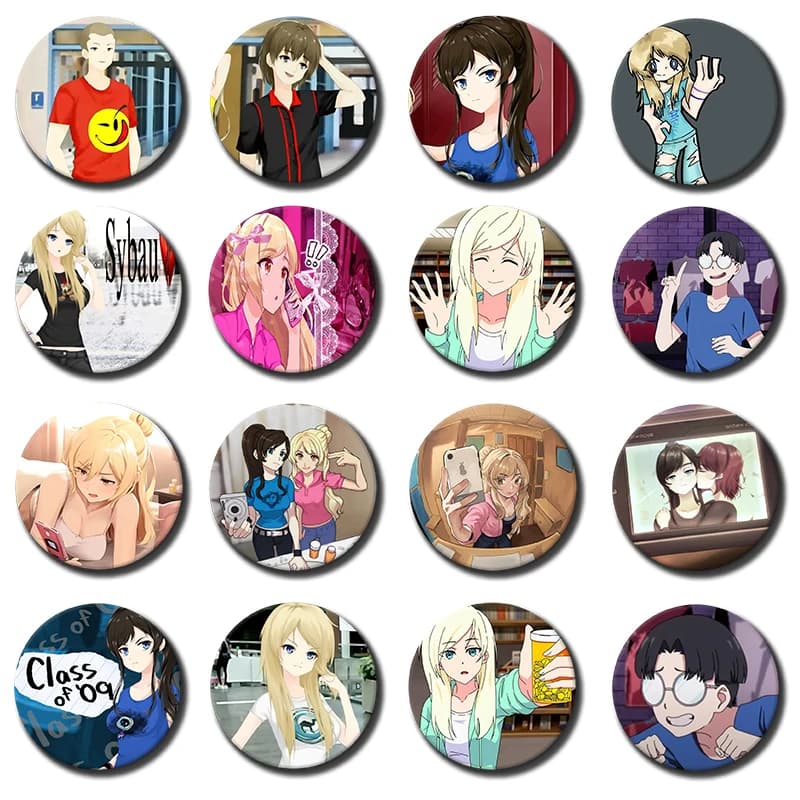 Game Class of 09 Anime Soft Button Pins Character Jecka Nicole Emily Ari Brooch Round Badge Backpack Clothing Accessories Gifts