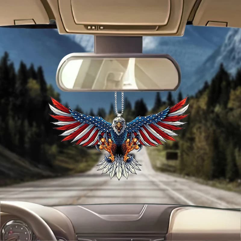 American Flag Eagle Car Interior Rearview Mirror Pendant Special-Shaped Key Chain Decorative Pendant