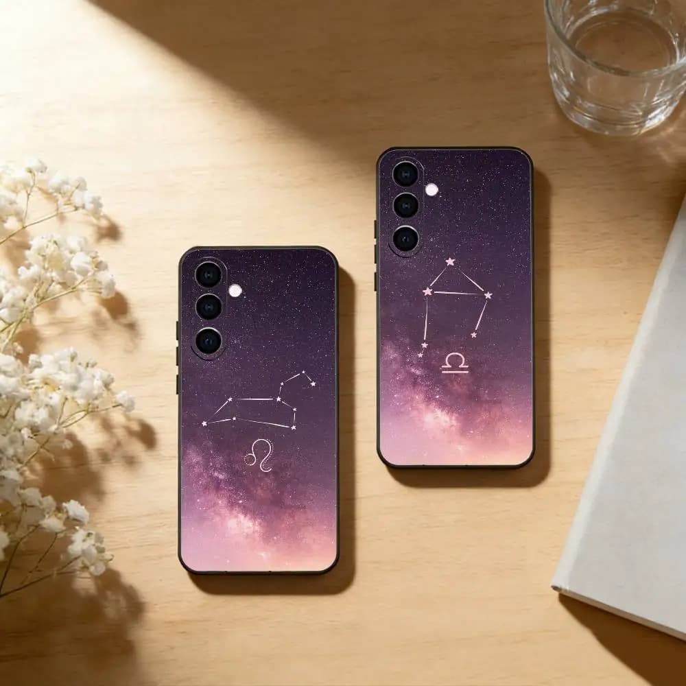 twelve Constellation Phone Case For Samsung Galaxy A73,A72,A71,A70,A53,A52,A51,Others Soft Black Cover