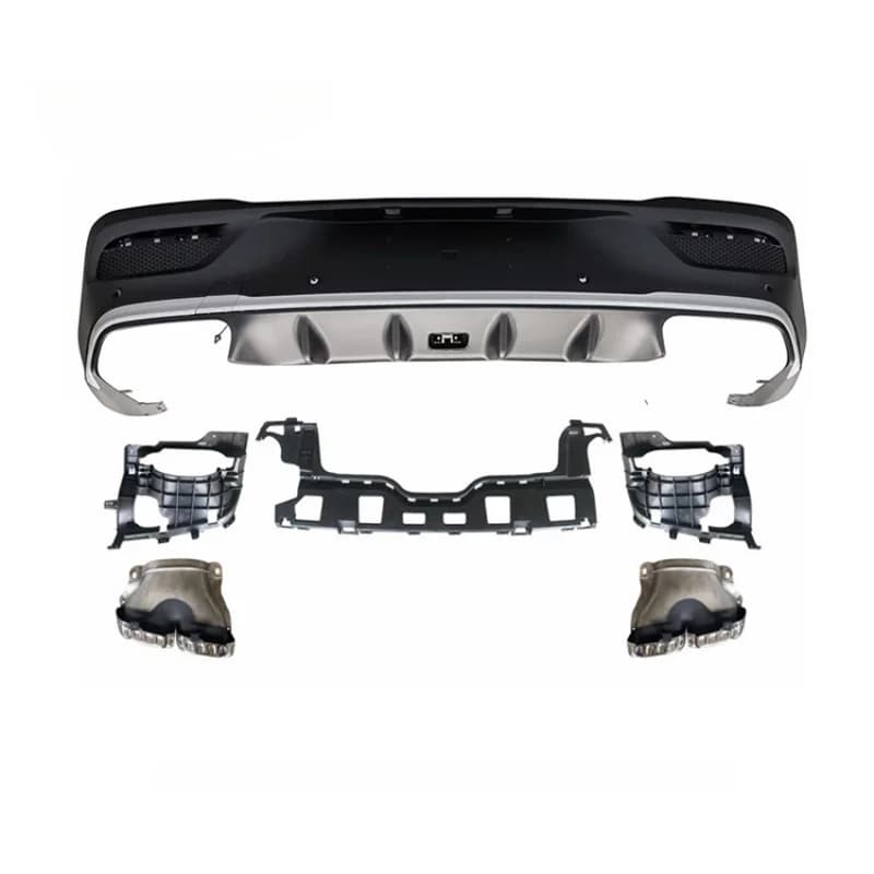 Car Accessories Factory Direct  Plastic Rear Diffuser With Sport Exhaust Tips In Gloss Black/Carbon Lo Hot Selling