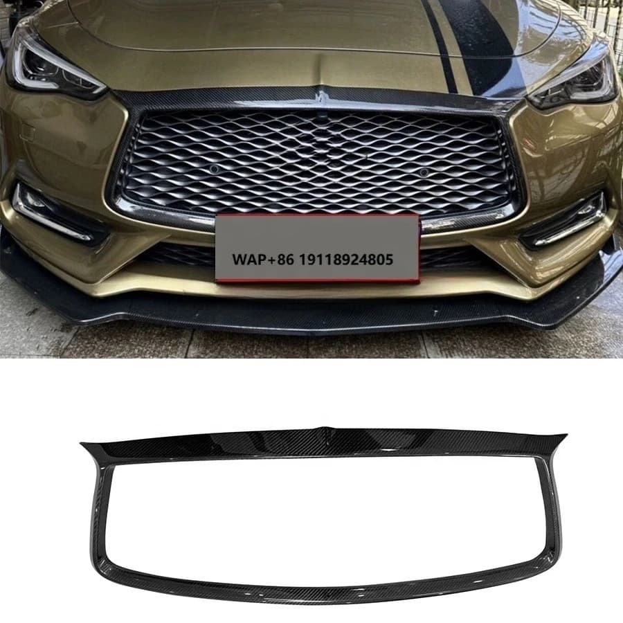High Quality Carbon Fiber Front Mesh Grill Cover for  Q60 2016-2022 Front Grille Cover Trims Car Accessories