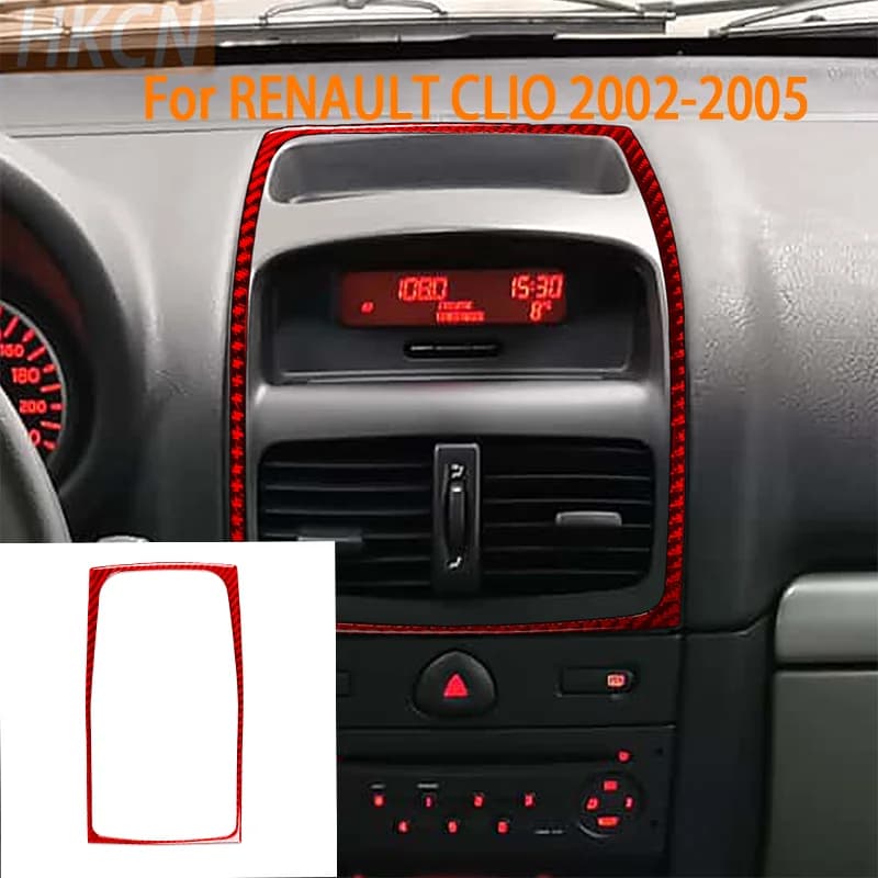 Real Soft Carbon Fiber Car Central Control Panel Sticker Interior Trim Accessories For RENAULT CLIO 2002 2003 2004 2005
