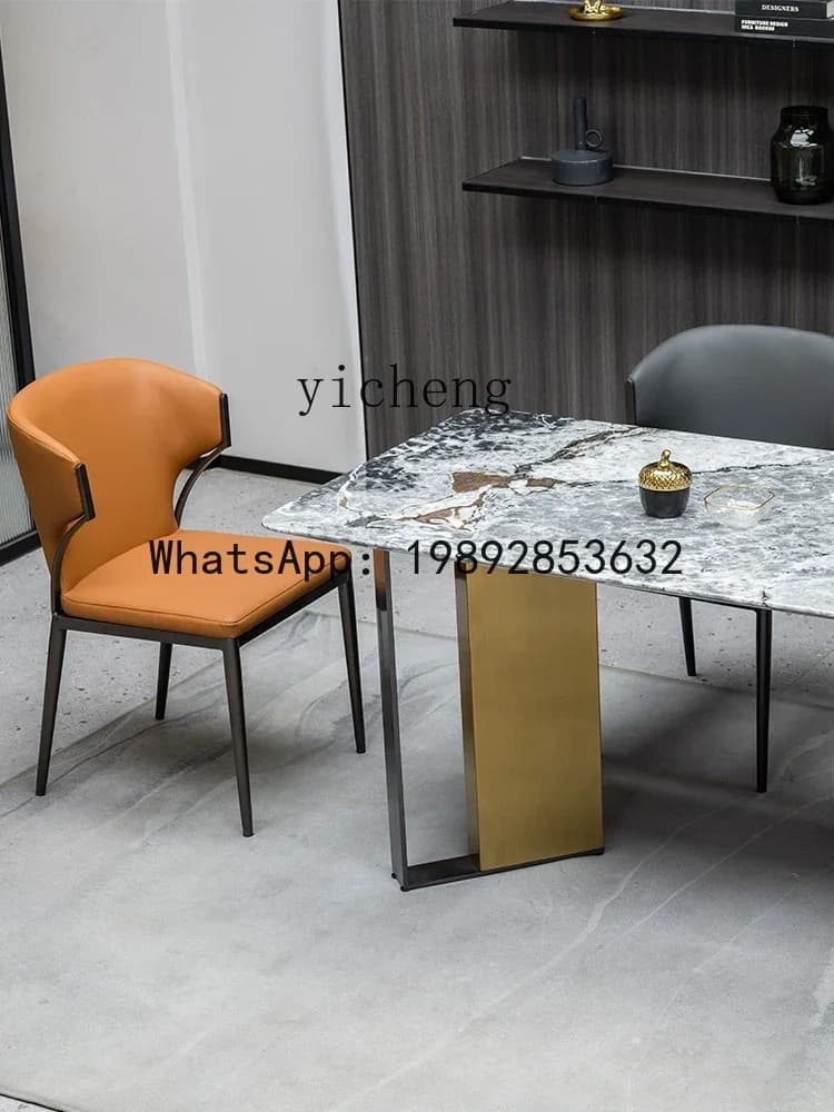 LYY High-End Dining Chair Stainless Steel Gray Steel Study Chair Modern Simple Home Stool