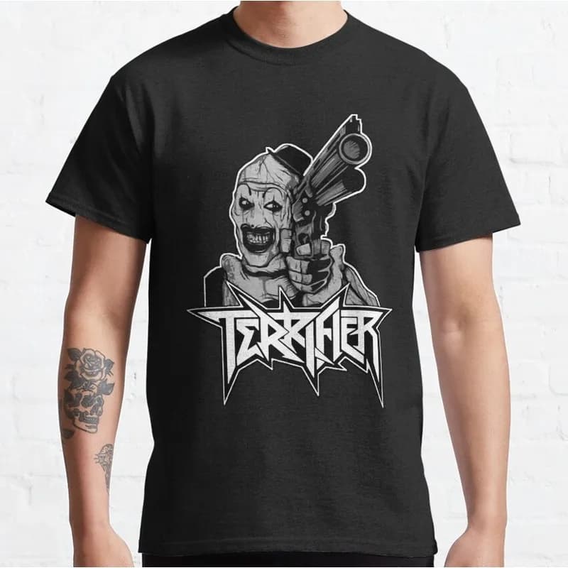 Retro Horror Movie Terrifier Art The Clown Killer Scary Halloween Gift T Shirt Short Sleeve Graphic clothes All size tops S-6XL