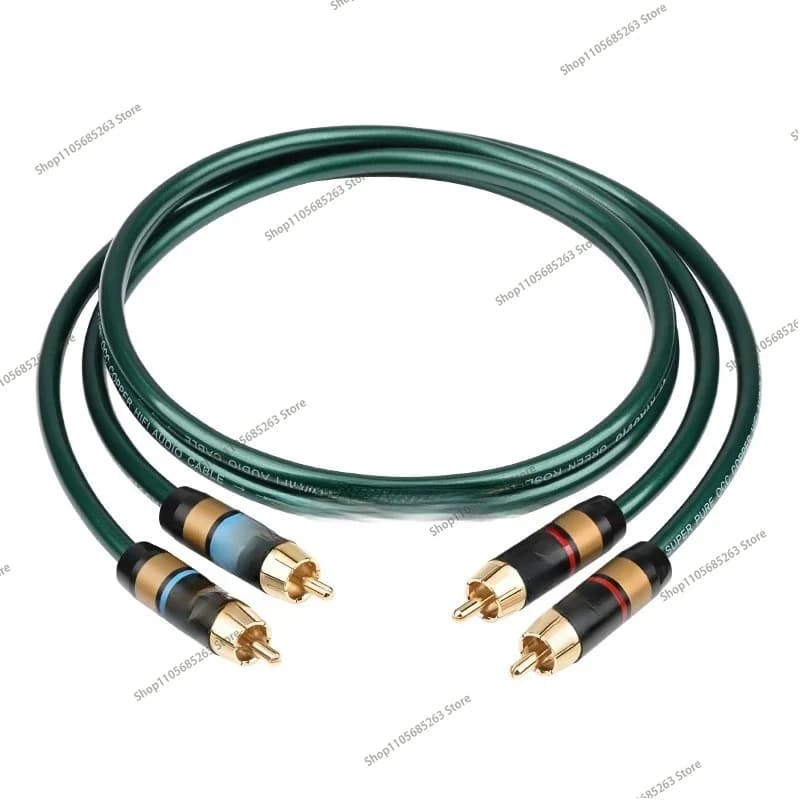 Single Crystal Copper Dual RCA Audio Cable 2RCA to 2RCA HiFi System Speaker Interconnect Signal Wire For Amplifier Audio Device