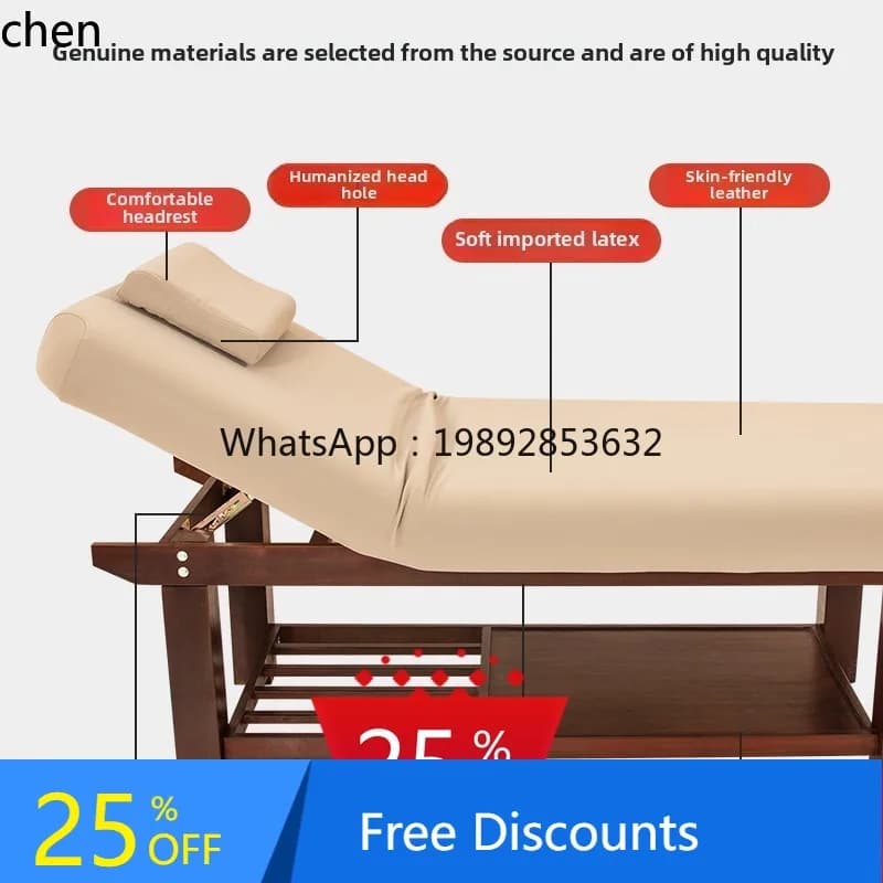 AA Beauty bed mahogany microfiber leather beauty salon step back ear picking