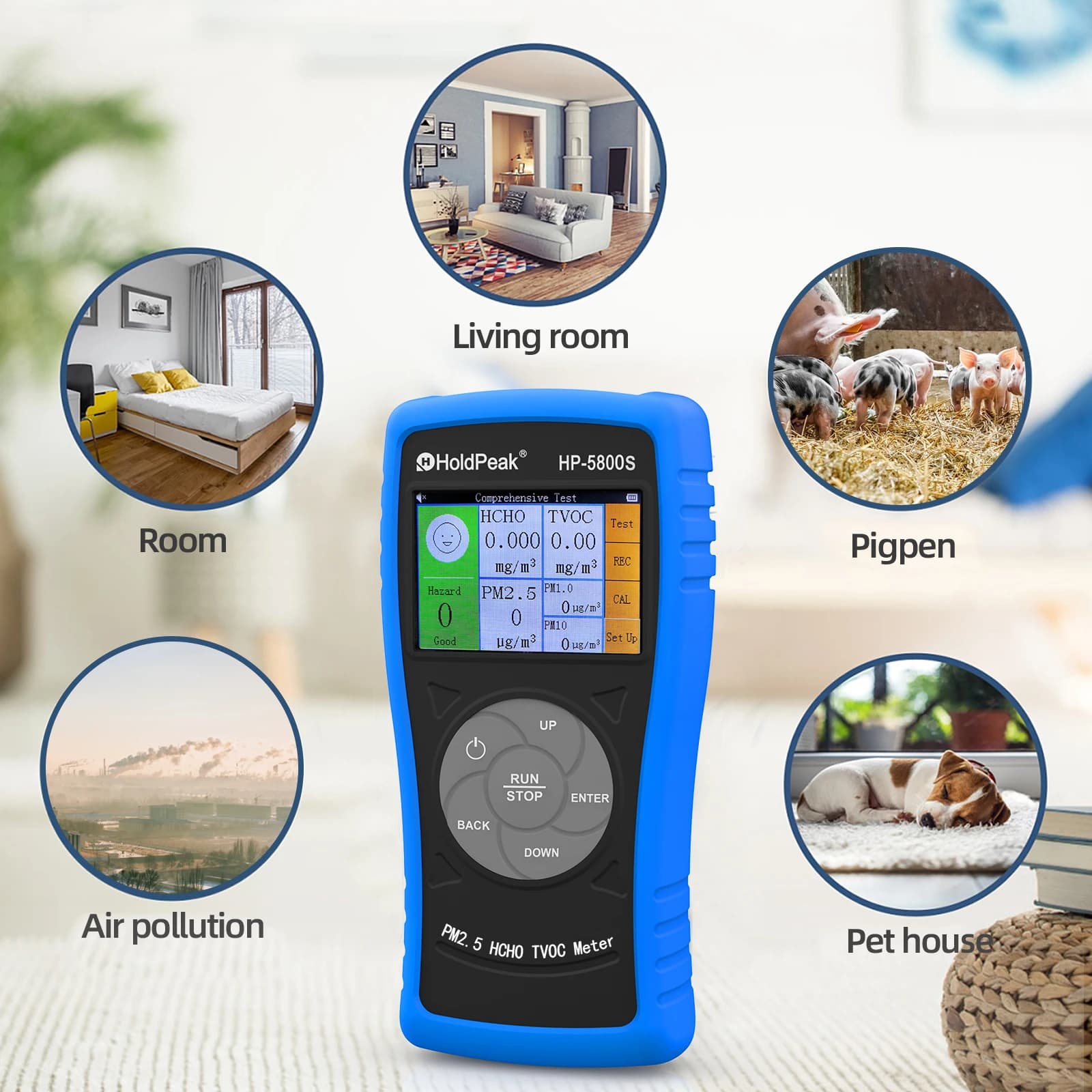 Multifunctional Air Quality Detector Laser Sensor PM2.5 PM1.0 PM10 HCHO TVOC Meter Portable Formaldehyde Analyzer Auto Shutdown