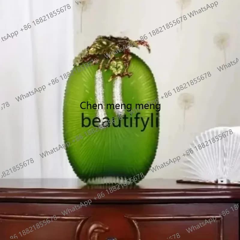 Boutique European enamel color green vase fruitful handmade villa entrance home ornament X