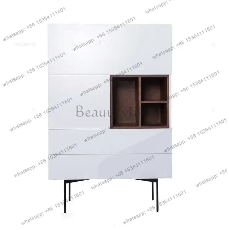 FGItalian minimalist side cabinet modern minimalist kitchen tea rack living room against the wall