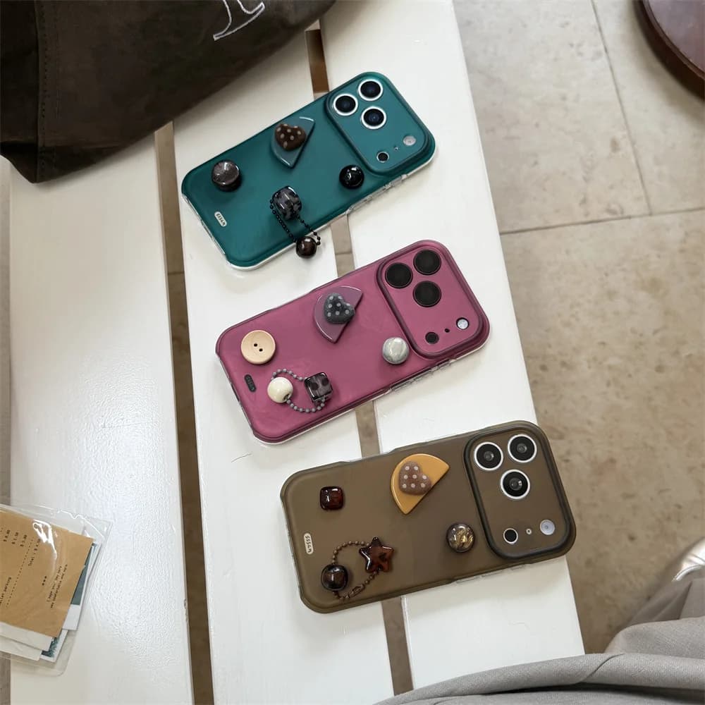 Fashion Korea Cute Cartoon 3D Gemstones Phone Case for iPhone 18 17 Pro 16 Max 15 16 17 18 Pro Max Shockproof Cases Cover