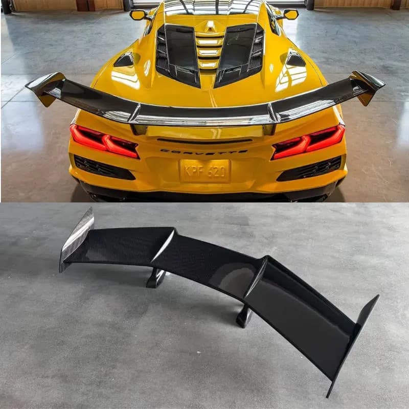 Carbon Fibre Rear Wing Spoiler For Chevrolet Corvette C8 ZR1 Rear Trunk Spoiler Tail Fins Upgrade Body Kits
