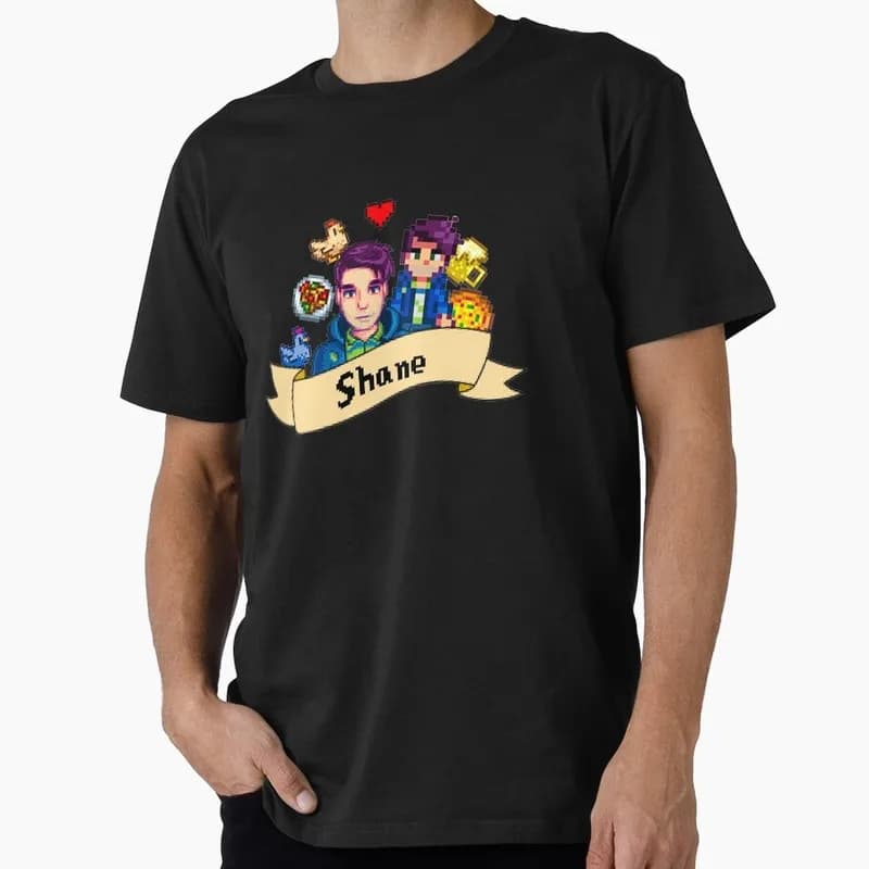 0807 Stardew Valley Shane Cute Cartoon RPG Video game Gift T Shirt for Gamer Short sleeve Graphic Clothes All Size Tops