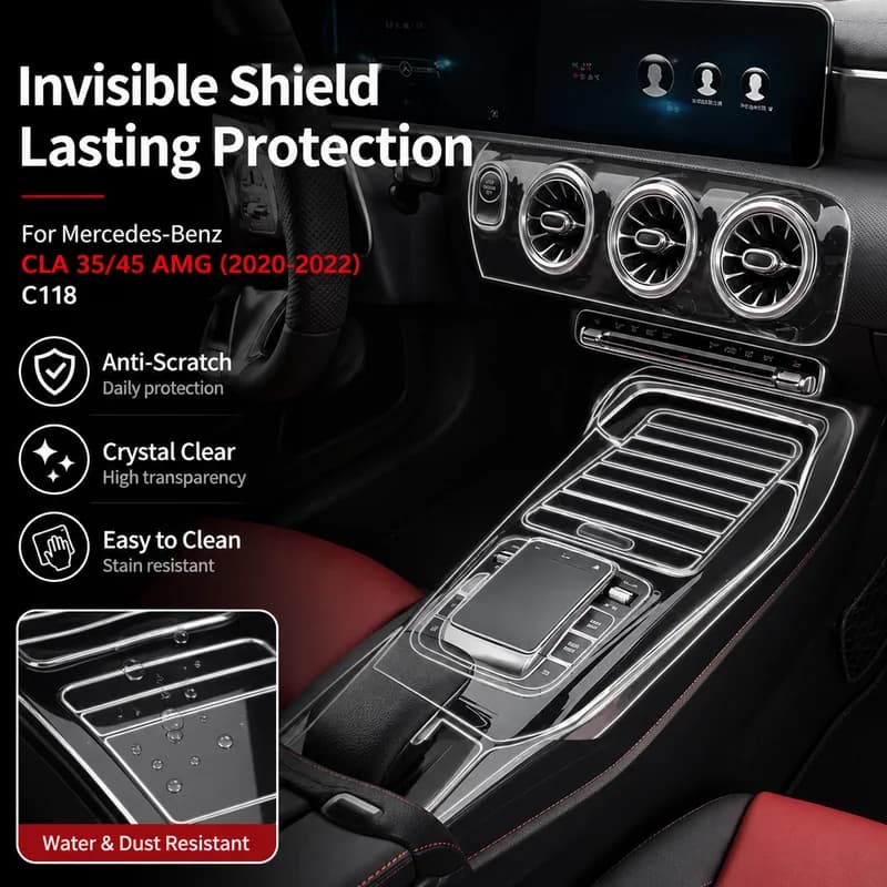 For Mercedes-Benz CLA 35/45 AMG 20-22 C118 TPU Transparent Protective Film, Anti-scratch Center Console Film, Interior Accessory