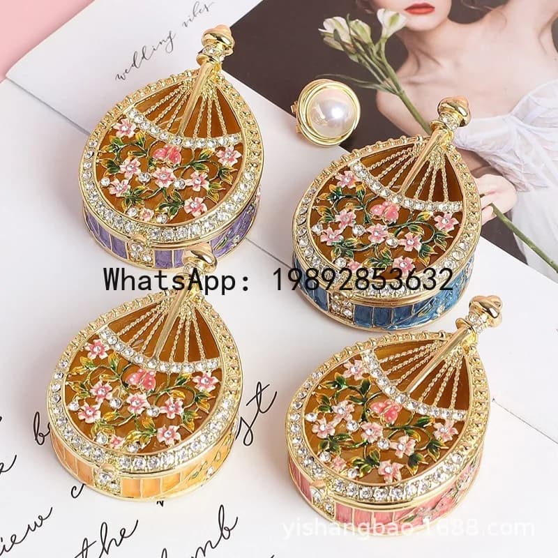 6. Metal handicrafts enamel jewelry box light luxury Chinese home creative pipa small ornament gifts
