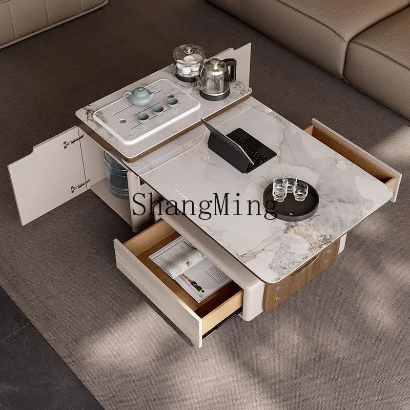 SM light luxury rock slab kung fu tea table living room household small apartment modern simple tea table integrated new