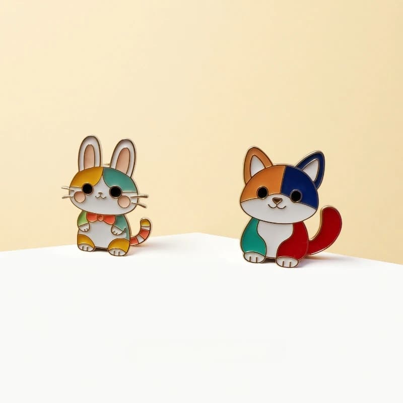 New Creative Cartoon Multicolor Cat Dog Brooch Cute Fashion Casual Commute Gift Badge Pin DIY Clothing Bags Hat Scarf Accessory