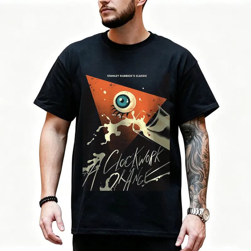 A Clockwork Orange Vintage 90s Graphic T‑Shirt 0907 Dystopian Movie Alex Droogs Print Short Sleeve Punk Gothic Streetwear Tees