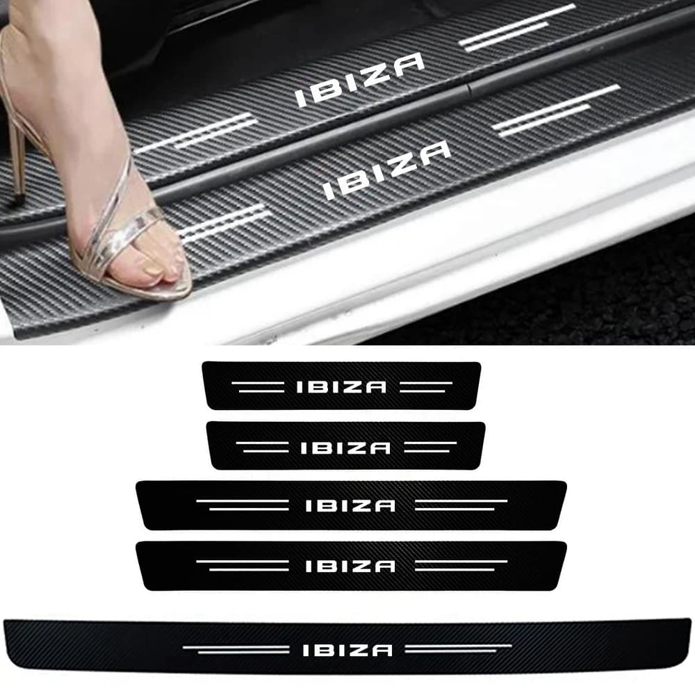 4pcs Car Door Sill Protector Stickers Carbon Fiber Threshold Strip For SEAT IBIZA Door Entry Guard