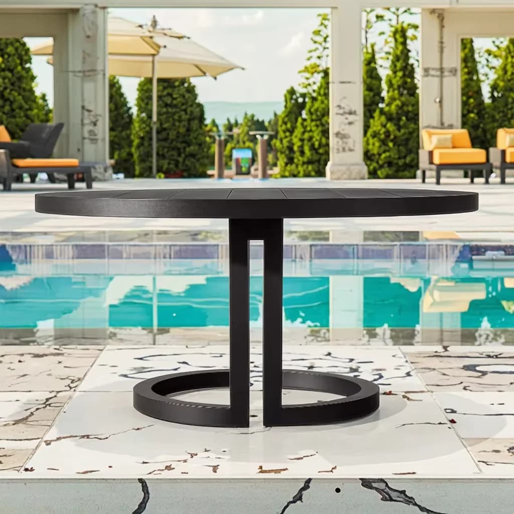 #Green High Quality Hotel Patio Furniture Aluminum Round Dining Table