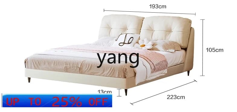 LMM suspension bed master bedroom queen bed 1.8 meters double bed frame cream wind bedroom
