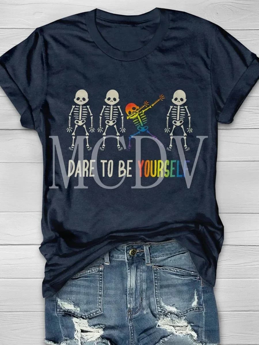 Summer Men's Printed Casual Crew Neck Short Sleeve T-Shirt Dare To Be Yourself LGBT Pride 3D Printed T Shirt