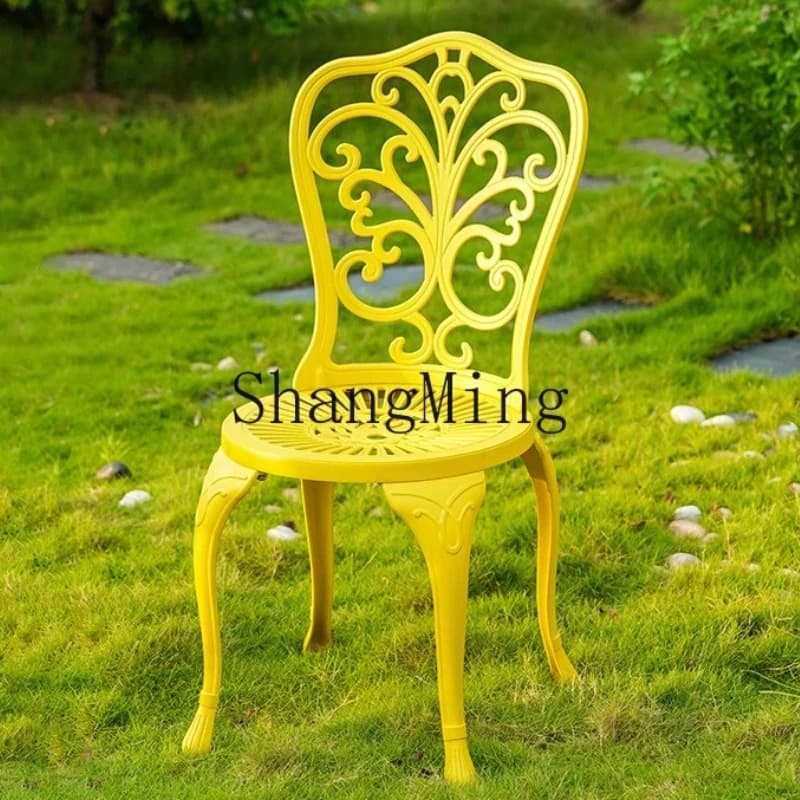 SM Outdoor Dining Table and Chairs Cast Aluminum Table and Chair Garden Outdoor Villa Courtyard Leisure Furniture Balcony