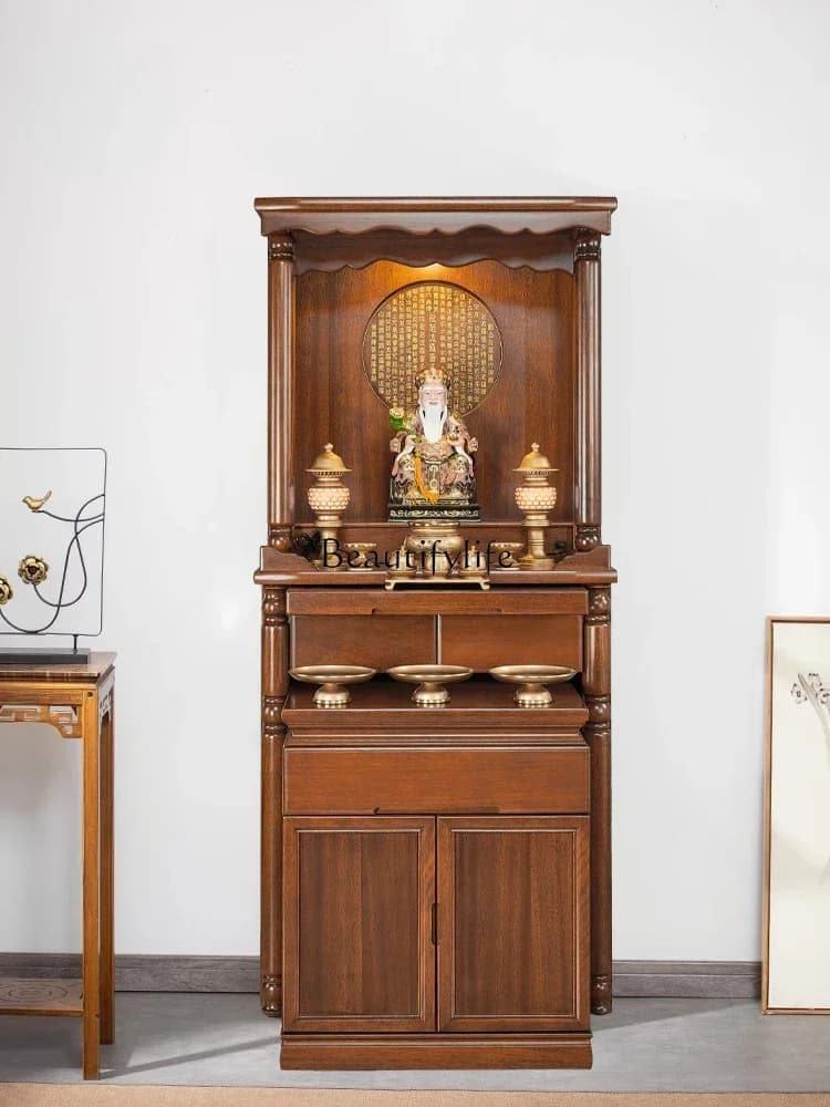 FG*New Chinese modern solid wood casket cabinet for table incense case household simple Buddhist platform