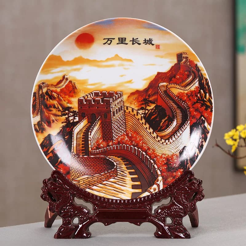 Chinese Great Wall Ceramic OrnamentalDecoration Dish Hanging  Porcelain