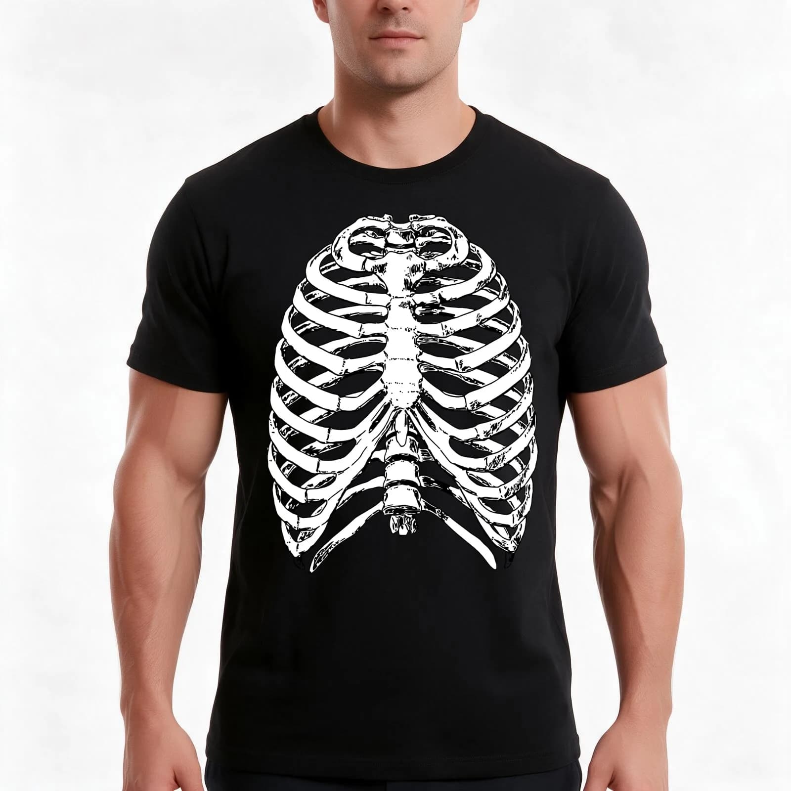 Human Anatomy: Rib Cage T-Shirt, Summer Casual Cotton Tee, Oversized Streetwear Tops, Vintage Graphic Print, Unisex Men Women