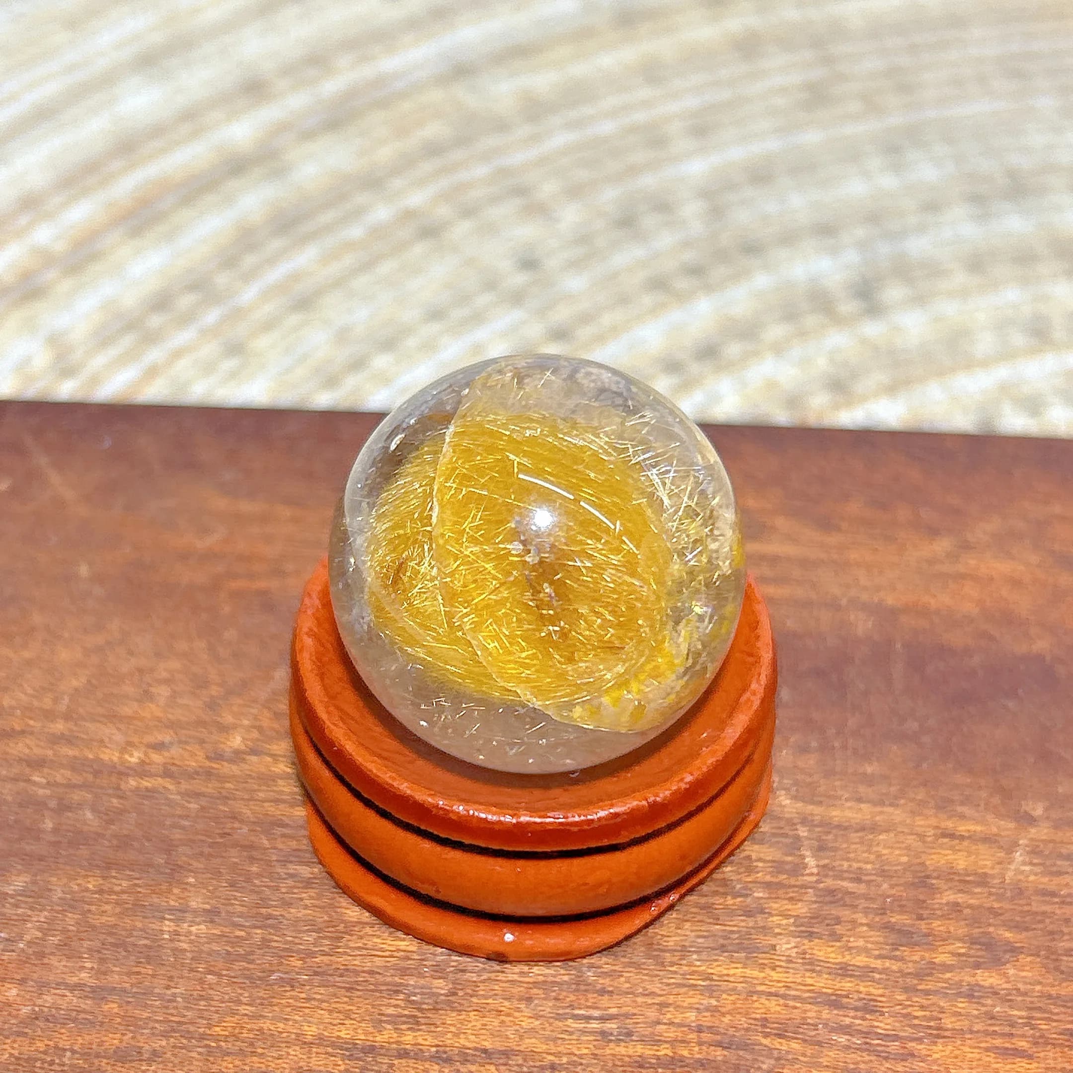Healing High Quality Natural Crystal Golden Rutile Sphere Rainbow Polished GemStone Mineral Energy Reiki Home Decorations Gift