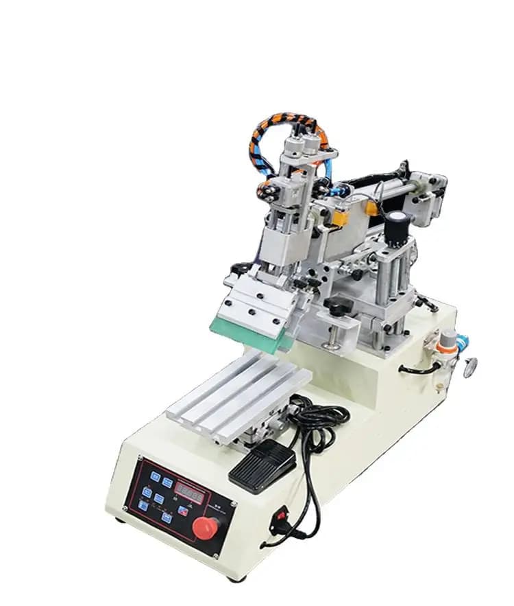 DesktopPVC Silk Screen Printing Machine Flat Screen Printer for Bottle Lid Handbag Trash Cans Semi Auto Screen Printing Machine
