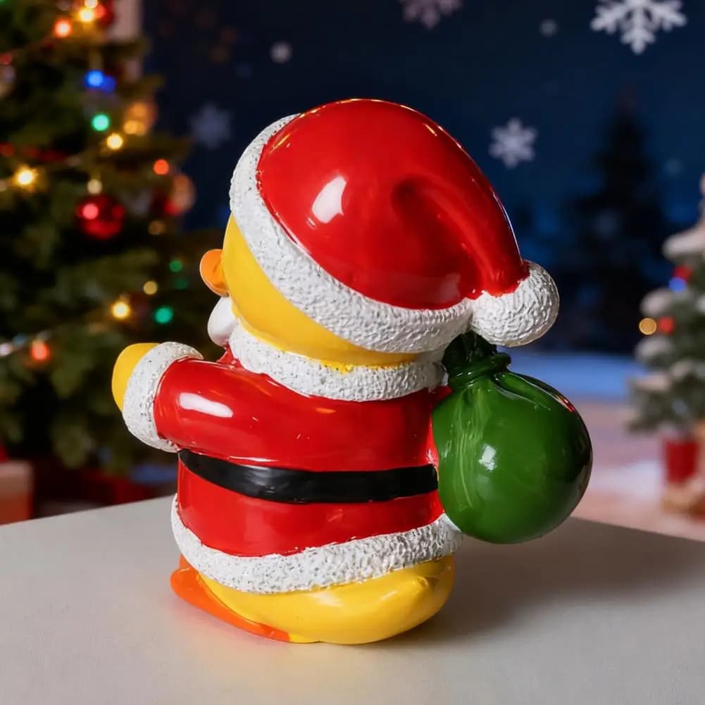 Christmas Resin Ornament Christmas Santa Claus Duck Figurine Resin Sculpture Cartoon Holiday Desktop Decoration Xmas Party Table