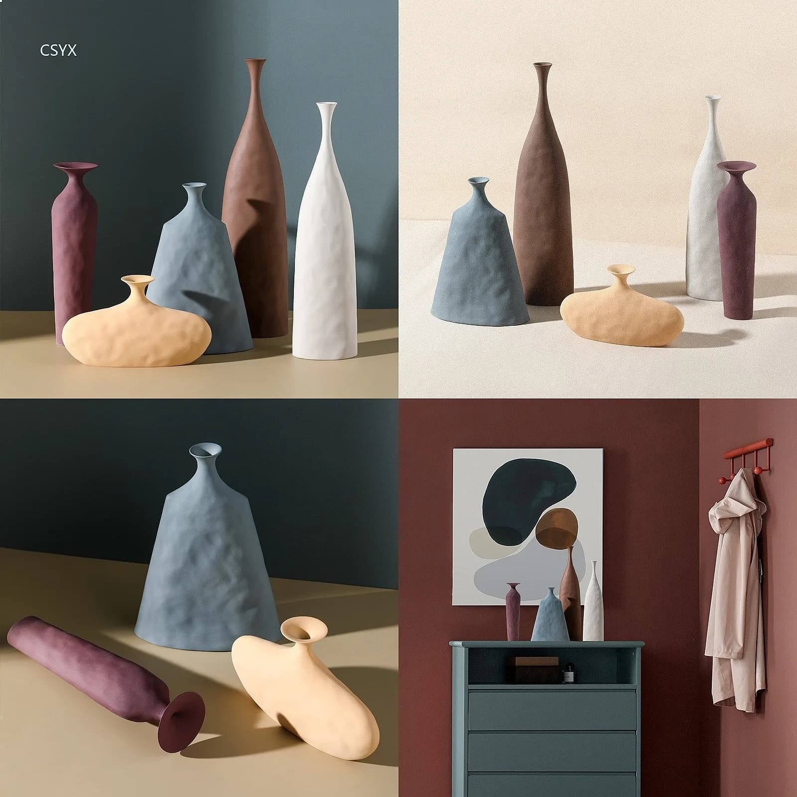 Berhanmei Wabi-Sabi Vase Modern Ceramic Morandi Decor for Living Room Creative Home Ornament