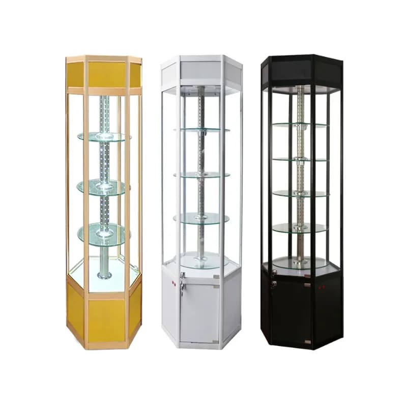 Electric rotating display cabinet, round glass dental model store product cabinet