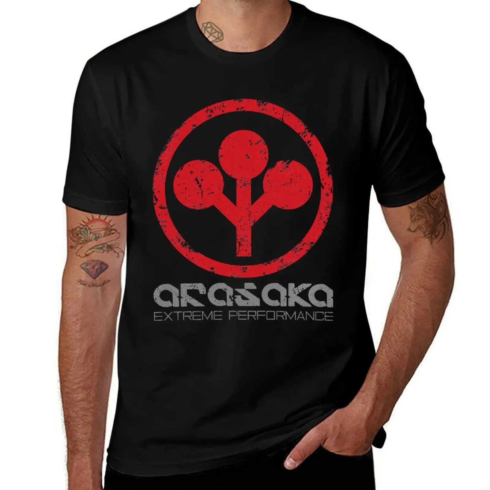 Distressed Arasaka Corp Logo T-Shirt Lightweight Casual Summer T-Shirt