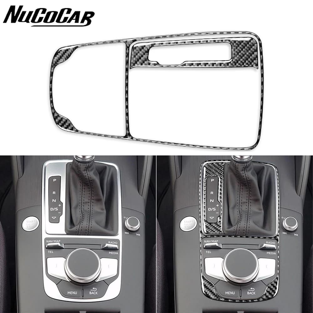 For Audi A3 S3 RS3 8V 2013-2019 Carbon Fiber Centre Gear Shift Panel Trim Cover Car Interior Accessories Decorative Stickers
