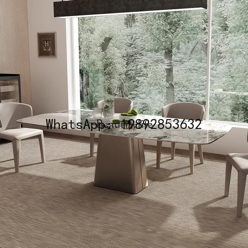 Dining Table Simple Modern Light Luxury Rectangular Glossy Dining Table