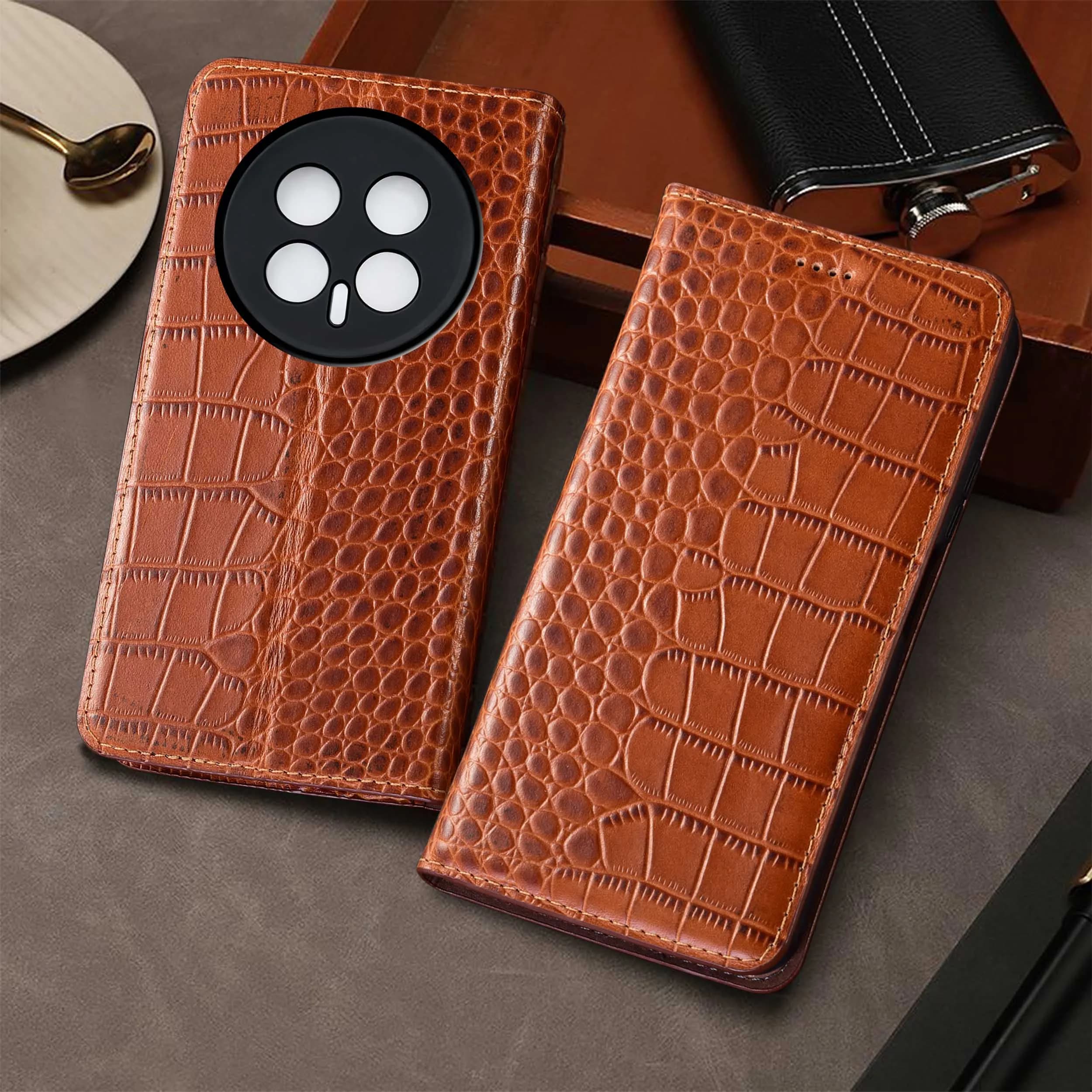 Genuine Leather Phone Case For Honor Magic 5 6 7 8 Pro Lite Crocodile Pattern Of Wallet Flip Cover Case Cowhide ScratchResistant
