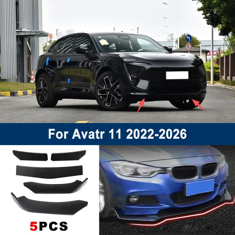 Adjustable 5Pcs Sectional Front Spoiler Lip For Avatr 11 2022-2026 Front Bumper Splitter Car Exterior Sport Body Kit