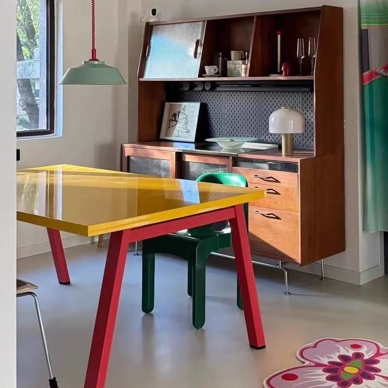 Minimalist color long square dining table household small apartment, worktable desk