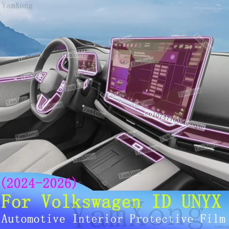 Car interior Kit scratch For Volkswagen ID UNYX Dashboard Navigation screen Protection Sticker Center Panel TPU Transparent Film