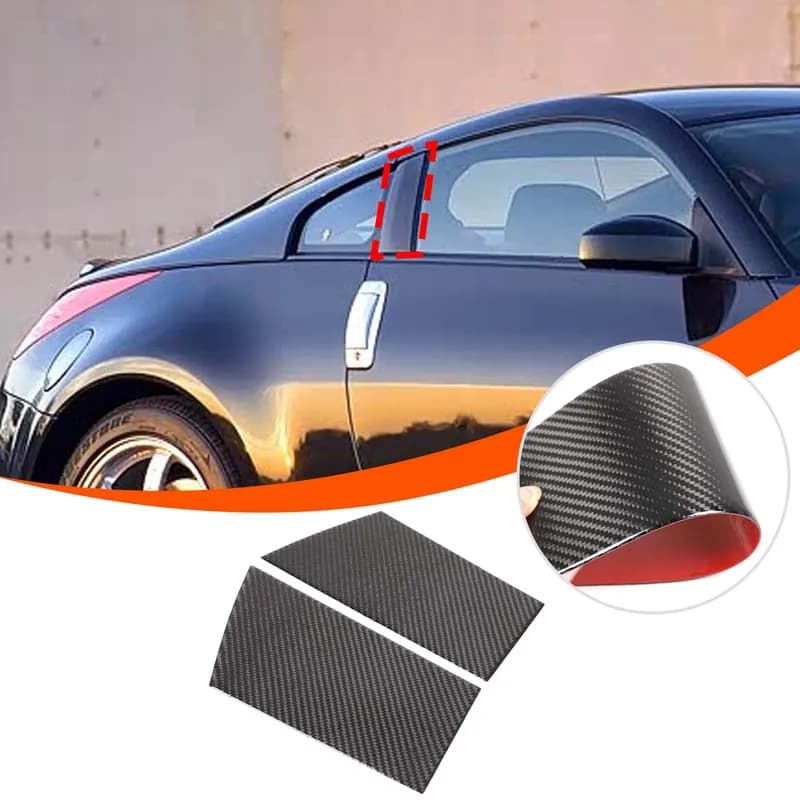 For Nissan 350Z 2003-2006  Soft Real Carbon Fiber Car Window Center Pillar Decoration Stickers Car Decorate Accessories