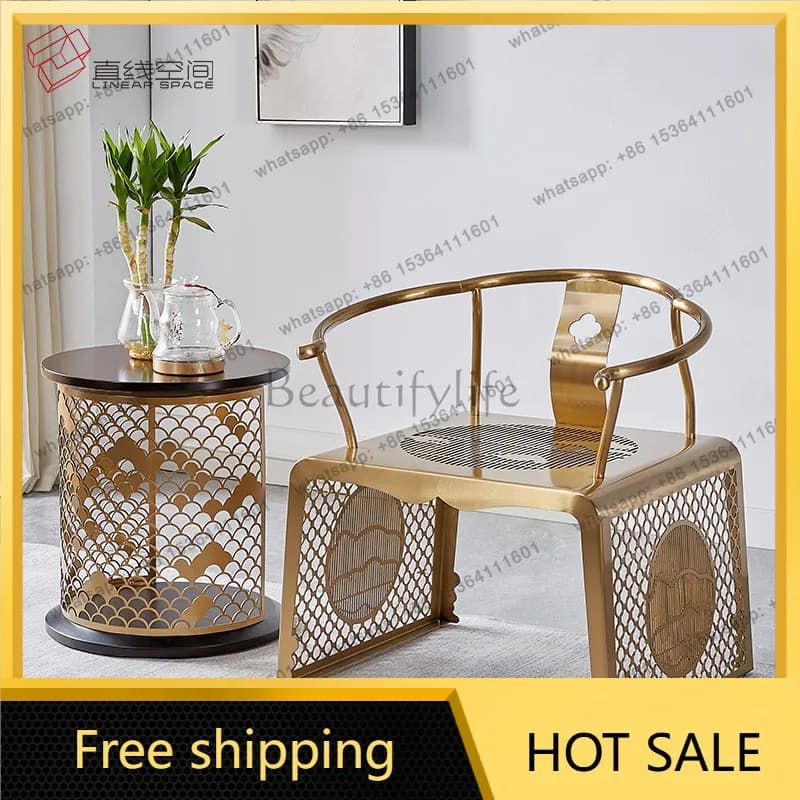 LS new Chinese-style Taishi armchair tea table master light luxury designer creative metal chair
