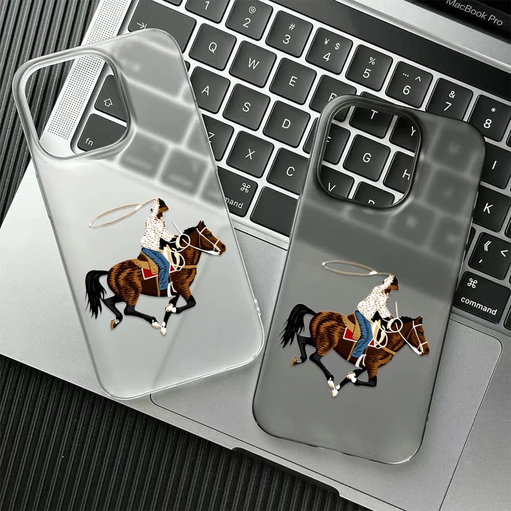 Elegant Equestrian Horse Rider Phone Case For iPhone 17 16 15 14 Plus 13 12 11 Pro Max 17 Air Western Cowboy Soft TPU Cover