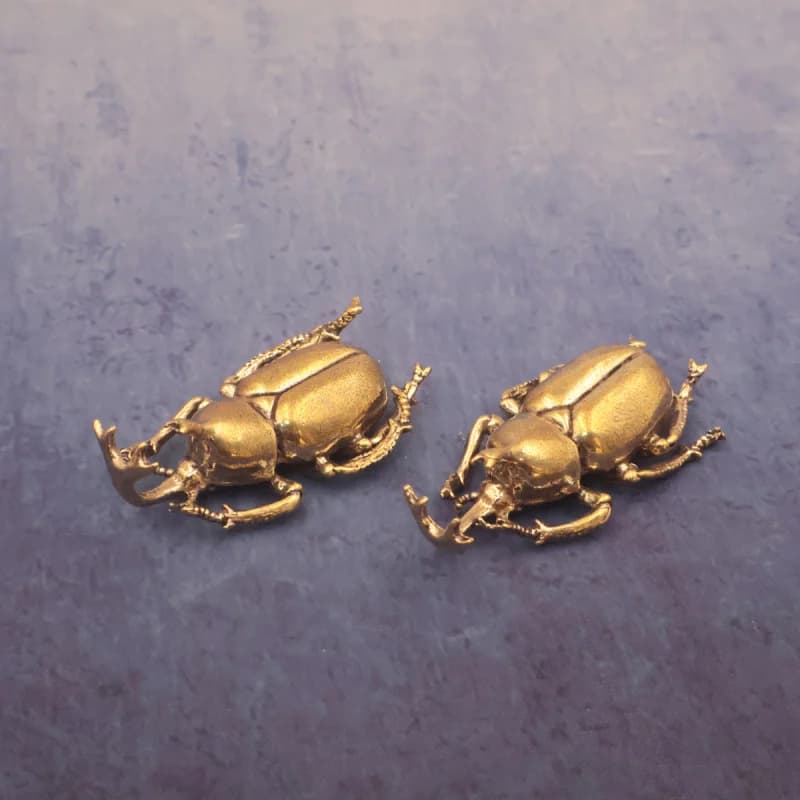 Brass Unicorn Fairy Beetle Desktop Ornament Insect Sculpture Craft Tea Pet Decoration Old Bronze Artifact
