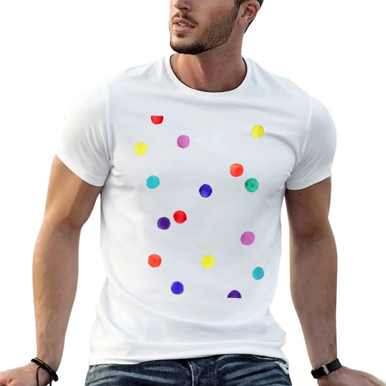 Rainbow spots dots T-Shirt sweat custom t-shirts t shirts men