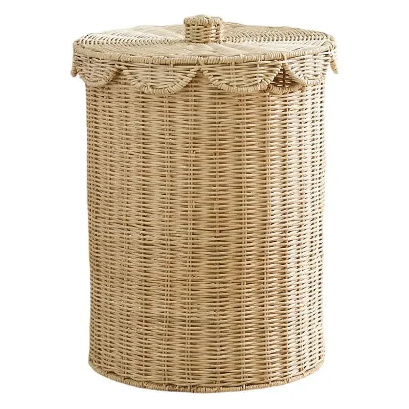 Woven storage basket with lid, large capacity for household use