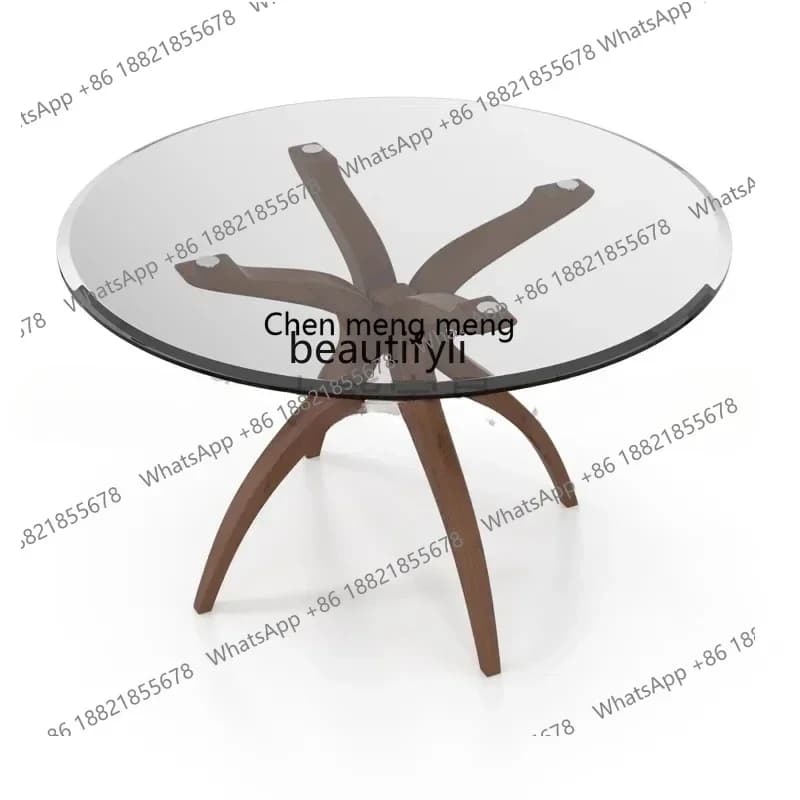 32 Nordic designer solid wood black walnut home simple creative restaurant tempered glass