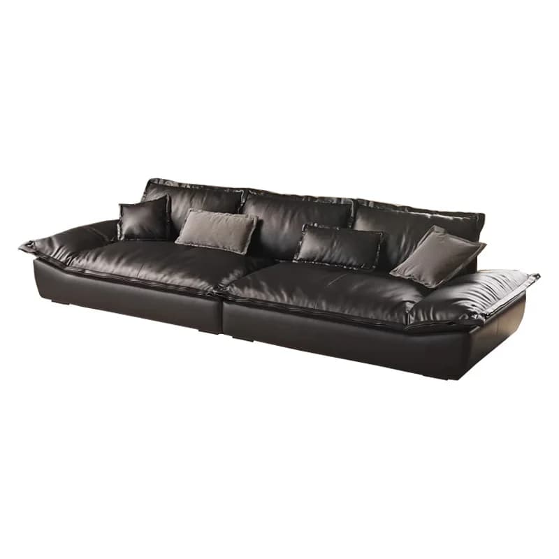 Sofa leather sofa, Italian minimalist first-layer cowhide straight row large sitting deep sofa