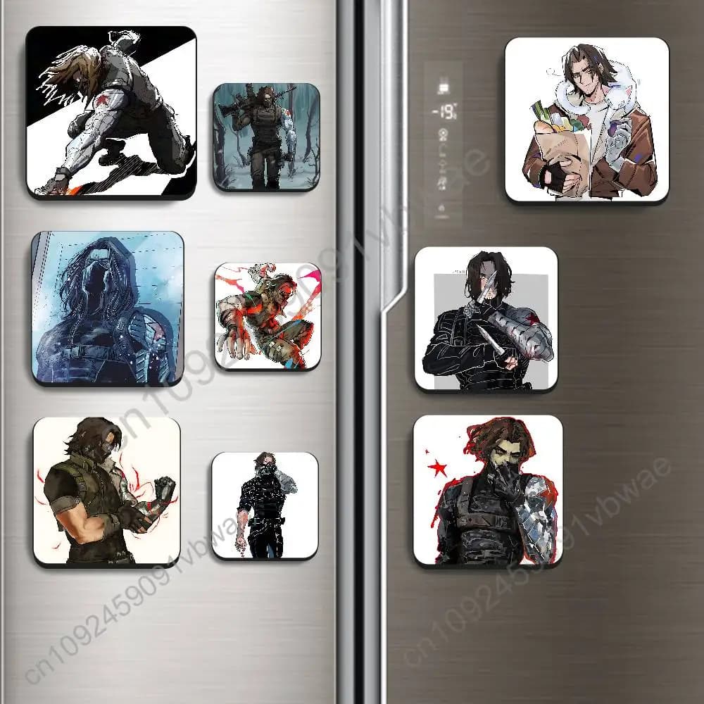Frozen machinery Soldier Bucky Barnes Magnetic Sticker Fridge Magnets No Falling Off Fit for Refrigerators All Metal Surfaces